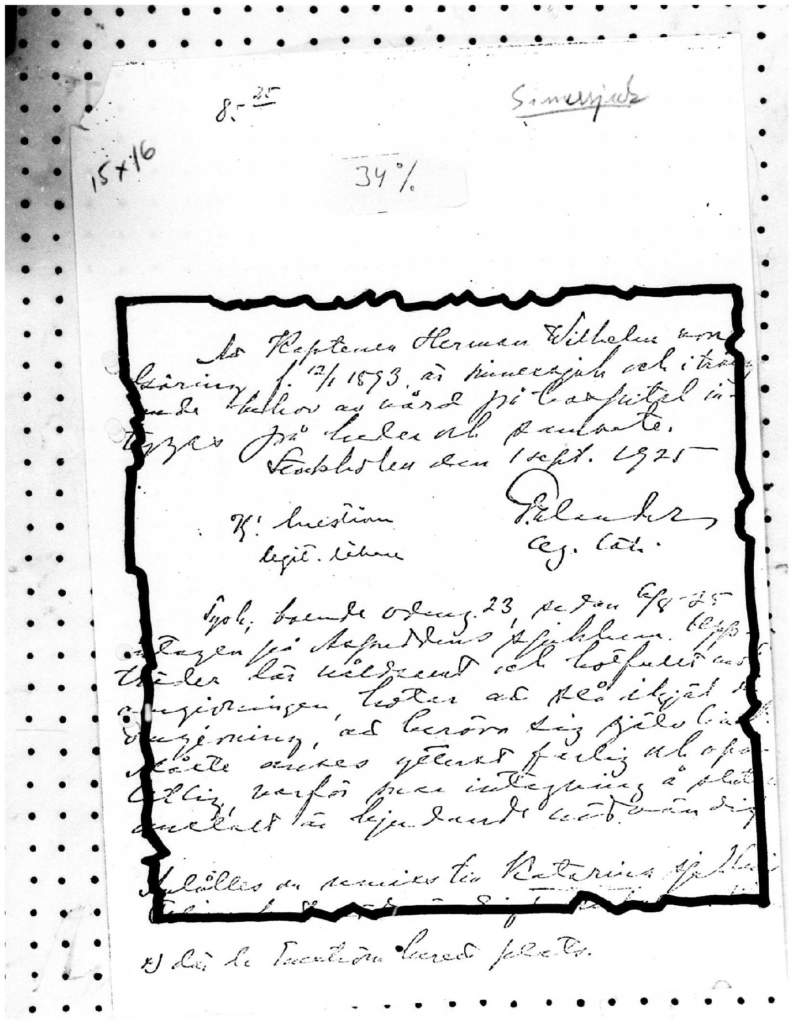 Handskrivet dokument där det står att Hermann Göring är sinnessjuk.
